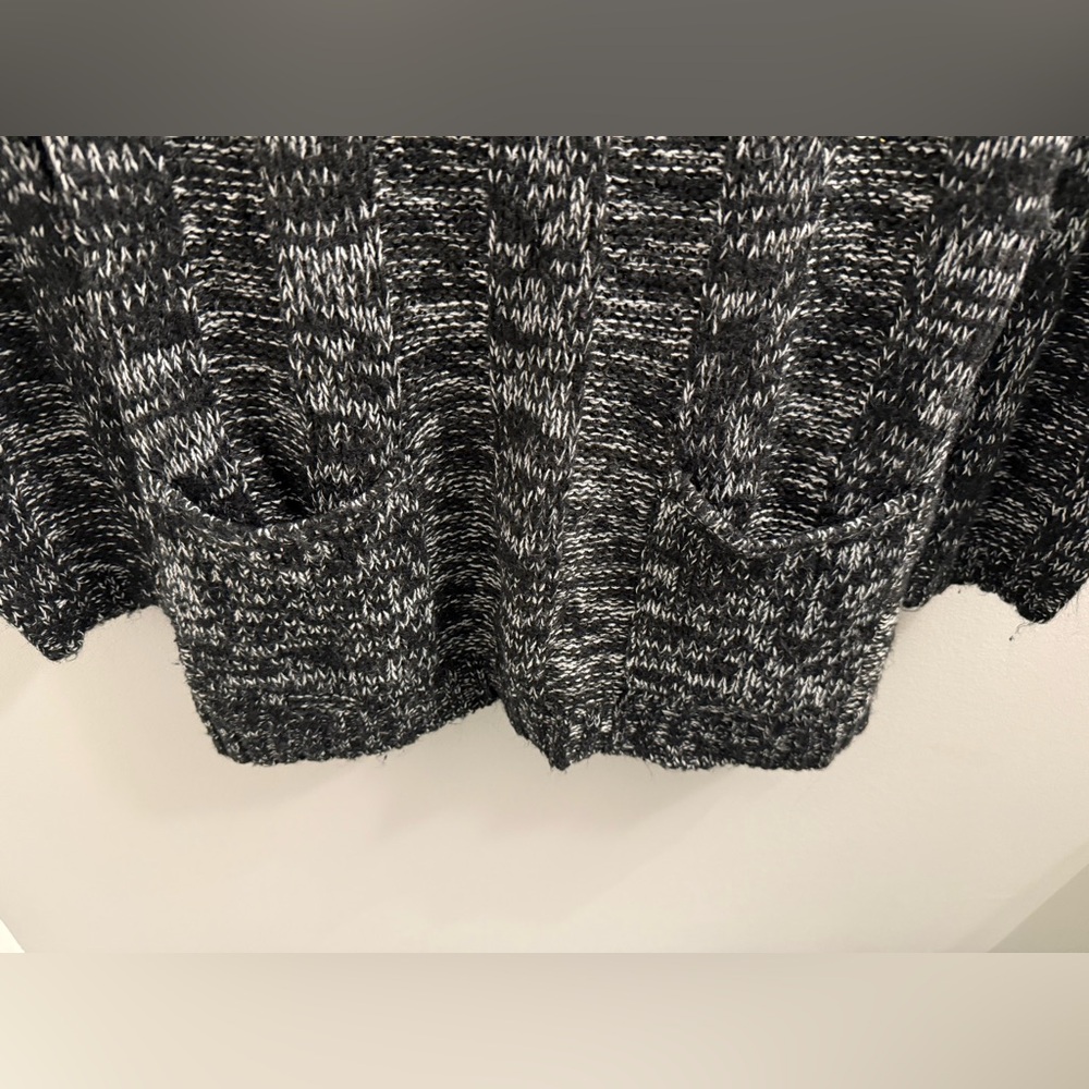 Knit Set | Women's Black and Grey Knit Sweater with Two Front Pockets - Picture 4 of 9